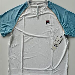 Fila Men's White and light blue tennis/pickleball shirt. XL